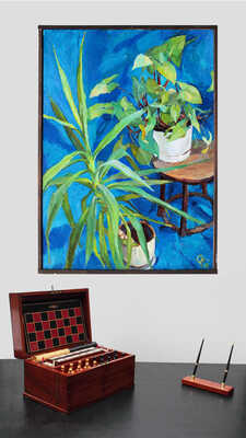 Агеева Оксана Вадимовна. Листья на синем 